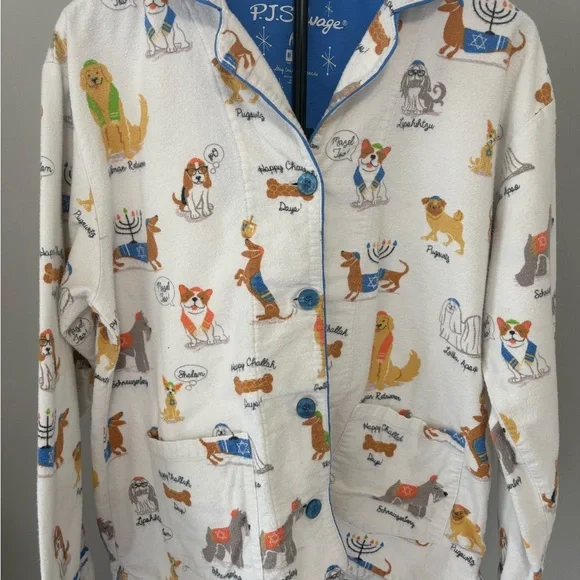 HTF P.J. Salvage Happy Pawnukkah Dog Hanukkah Flannel Pajama Set - Size M - Picture 3 of 10